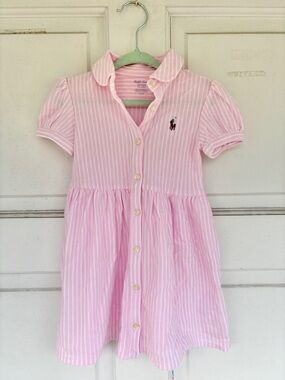 Ralph Lauren 18-24M Pink Stripe Dress Set Baby Polo Dress Bloomers